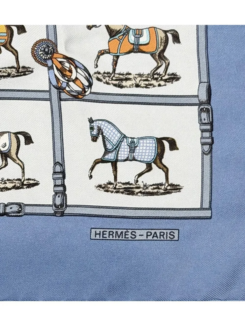Hermes Les Petits Chevaux Blue Horse Blanket 16